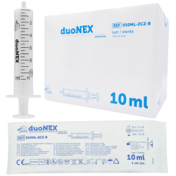 Strzykawki dwuczęściowe 10 ml Duonex Luer biały tłok Zarys 100 szt.