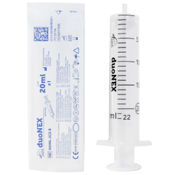 Strzykawki DUONEX 20ml LUER dwuczęściowe, biały tłok 50szt ZARYS