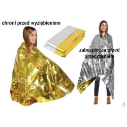 Koc ratunkowy izotermiczny folia NRC srebrno-złota 210 x 160 cm Thermcare Zarys