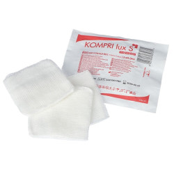 Kompresy z gazy jałowe Kompri Lux S 7,5x7,5 cm 17-nitkowe 12-warstwowe Zarys blister 3 szt.