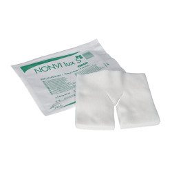 Kompresy włókninowe z wycięciem Y jałowe Nonvi Lux S 10 x 10 cm 4 warstwy 40g Zarys 20 x 5 szt.