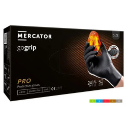 Rękawice nitrylowe grube czarne z teksturą Go-Grip Black 50 szt. Mercator Medical