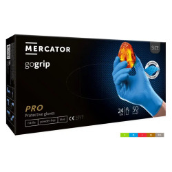 Rękawiczki nitrylowe trwałe GO-GRIP BLUE bezpudrowe z tekstutrą 50szt MERCATOR