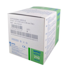 Igły iniekcyjne NIPRO Hypodermic 0,8x38 21G a'100szt HN2138ET