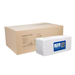 Ręcznik papierowy składany ZZ V celulozowy 2-warstwowy biały Dafi Compact V2222 karton 3200 szt.