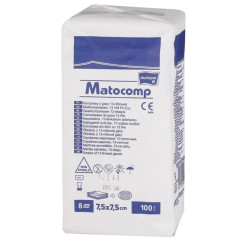Kompresy z gazy niejałowe Matocomp 7,5x7,5cm 13N 8W (100 szt.) - Matopat TZMO