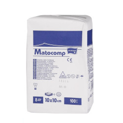Kompresy z gazy niejałowe Matocomp 10x10cm 13N 8W (100 szt.) - Matopat TZMO