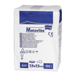 Kompresy włókninowe Matovlies 7,5x7,5cm 4-warstwowe niejałowe (100szt.) - TZMO