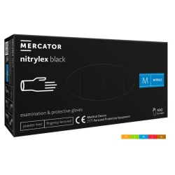 Rekawiczki nitrylowe czarne NITRYLEX BLACK PF bezpudrowe, 100 sztuk MERCATOR MEDICAL