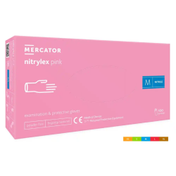 Rękawice nitrylowe różowe NITRYLEX PINK PF 100 szt MERCATOR
