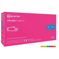 Rękawice nitrylowe różowe bezpudrowe Nitrylex Magenta 100 szt. Mercator Medical
