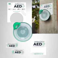 Kapsuła CABINAID wew. na defibrylator AED + zestaw tablic PRIMEDIC