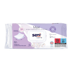 Duże chusteczki nawilżane do pielęgnacji chorych i seniorów 52 szt. Seni Care Maxi 3 w 1