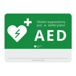 TABLICA INFORMACYJNA z wpisem lokalizacji DEFIBRYLATORA ASB