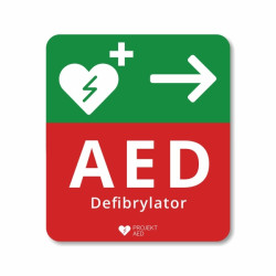 TABLICA INFORMACYJNA kierunkowa "w prawo" DEFIBRYLATOR AED ASB