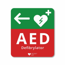 TABLICA INFORMACYJNA kierunkowa "w lewo" DEFIBRYLATOR AED ASB