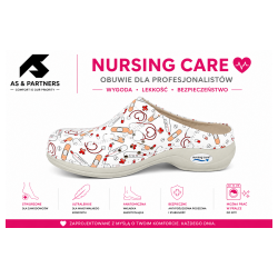 Klapki medyczne białe we wzory Nursing Care Wash'Go Berlin Health WG4AF25
