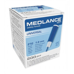 Nakłuwacze bezpieczne lancety automatyczne do nakłucia palca Medlance Plus Universal HTL niebieskie 1,8 mm 200 szt. 7044