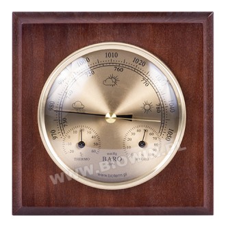 TERMO-HIGRO-BAROMETR zegarowy drewniany 095600